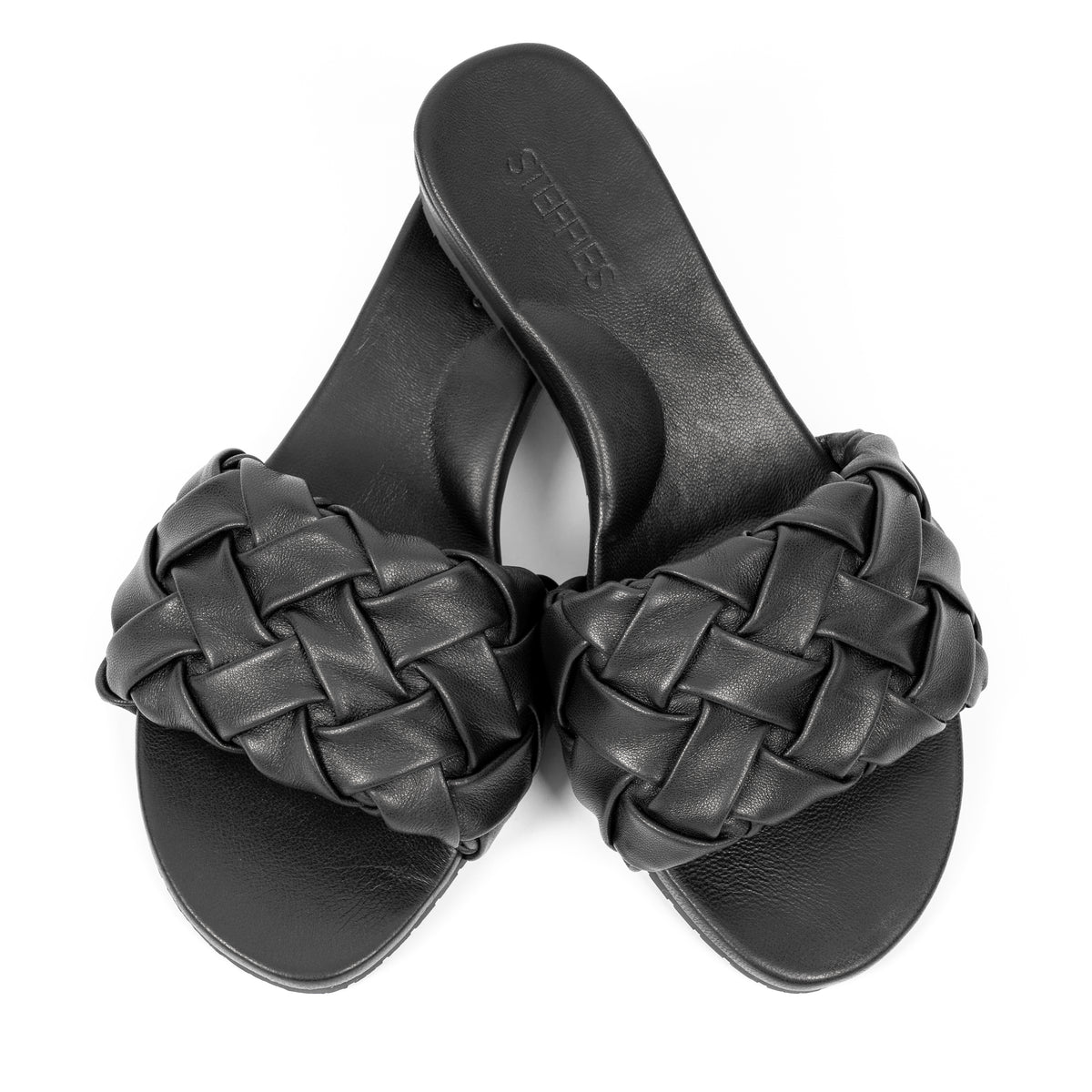 Steffie's Glide Ink comfortable black slide sandal for women