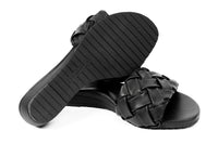 Glide Ink woven leather slide sandal with RoamFoam comfort