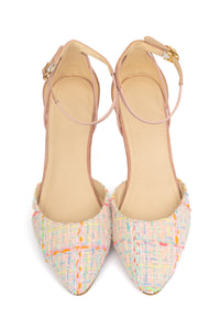 Landmark Petal pink tweed wedge heel, comfortable all-day cushioning