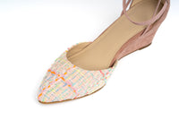 Landmark Petal 2-inch pink tweed wedge heel with built-in met pad