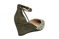 Landmark Ivy comfortable green tweed wedge heel for women