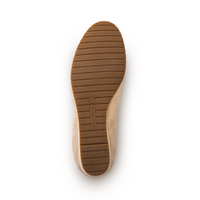 Journey Sand beige suede flat, bottom view of sole