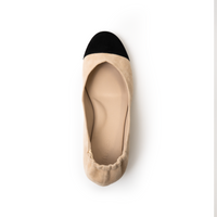 Journey Sand beige suede flat, top view of insole