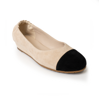 Journey Sand cap-toe flat, three-quarter view